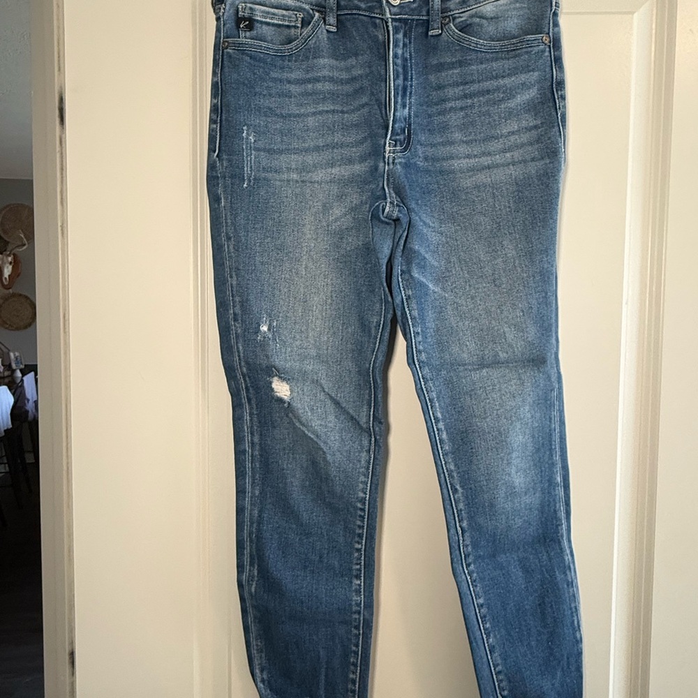 Women's Mid Wash Distressed Skinny Jeans - Blue